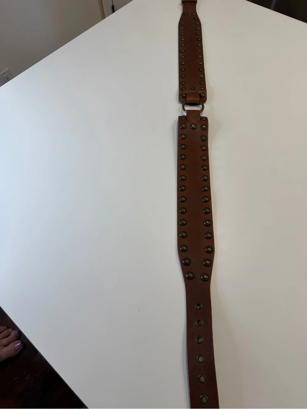 Woman’s Express genuine leather Brown Studded Belt made in Italy size L 43”